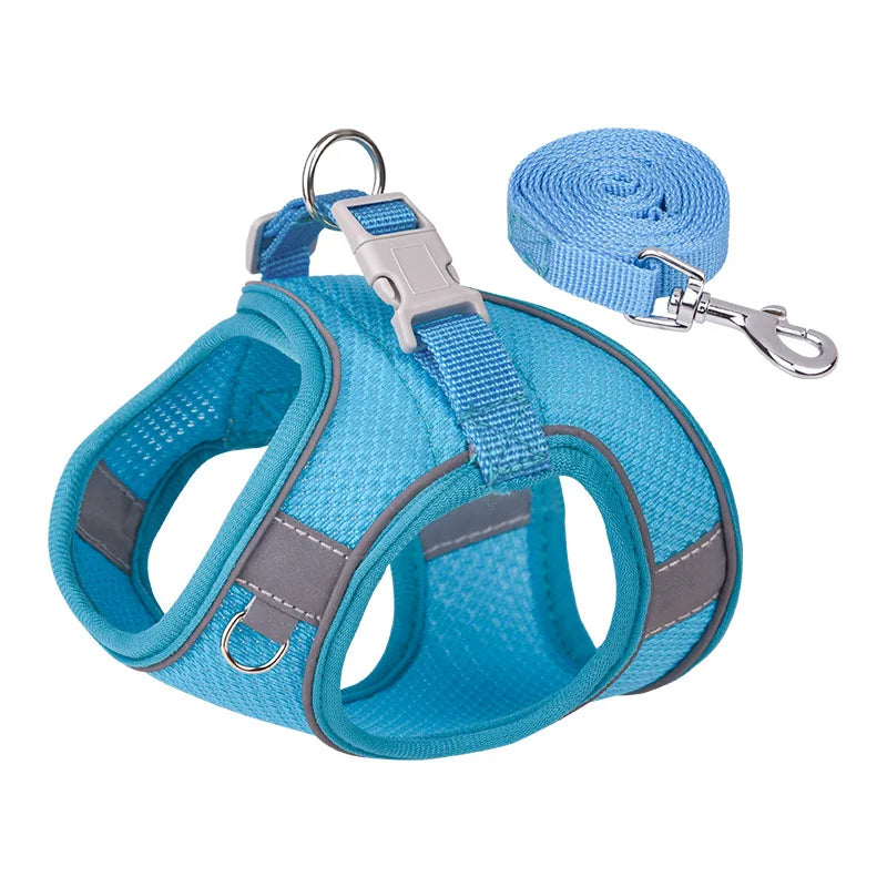 Luxury Reflective Nylon Pet Harness Leash XS Size Custom No Pull Vest Button Closure Adjustable Control for Small Medium Dogs