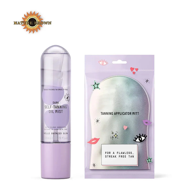 Nature Brown Tanning Kit Tanning Lotion Dark Vegan Cruelty Free Tan Set Tanning Oil Mist Tanning Mitt Glove Self Tanning Mitt