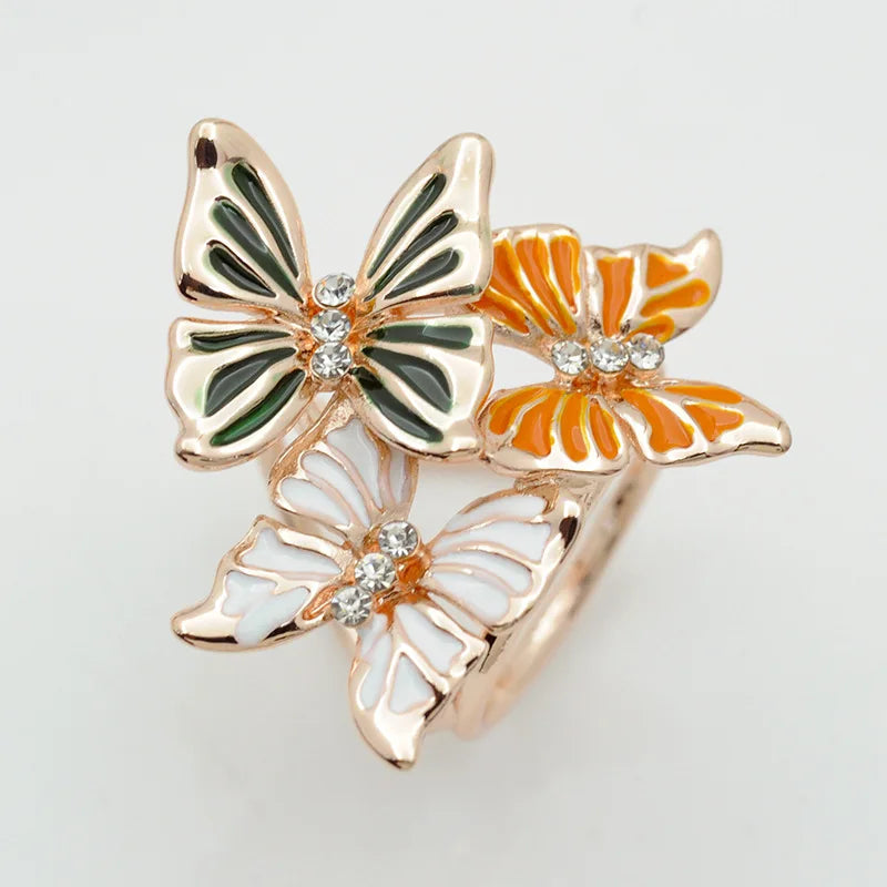 Jachon Alloy Diamond Scarf Ring Three Butterfly Three Rings Silk Scarf Buckle Ladies Scarf Ring