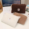 Plush Cosmetic Bag Portable Women Makeup Bag Large Capacity Cute Bear Pattern Fashion Makeup Pouch Travel Vacation Toiletry Bag