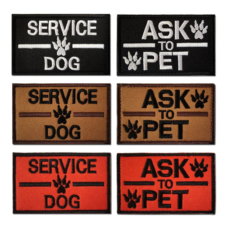 Service Dog Pet Dog Embroidery Patch Badge Hook & Loop Dog Tag Badge