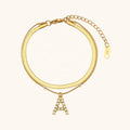 Dingran Imitation Pearl Initial Letter Bracelet 18K Gold Plated 316L Stainless Steel Trendy Unisex Wedding Party Gift