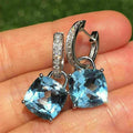 CAOSHI Classic Silver Plated Pave Cubic Zircon Drop Earrings Gift Women Exquisite White Blue Crystal Pendant Dangle Earrings