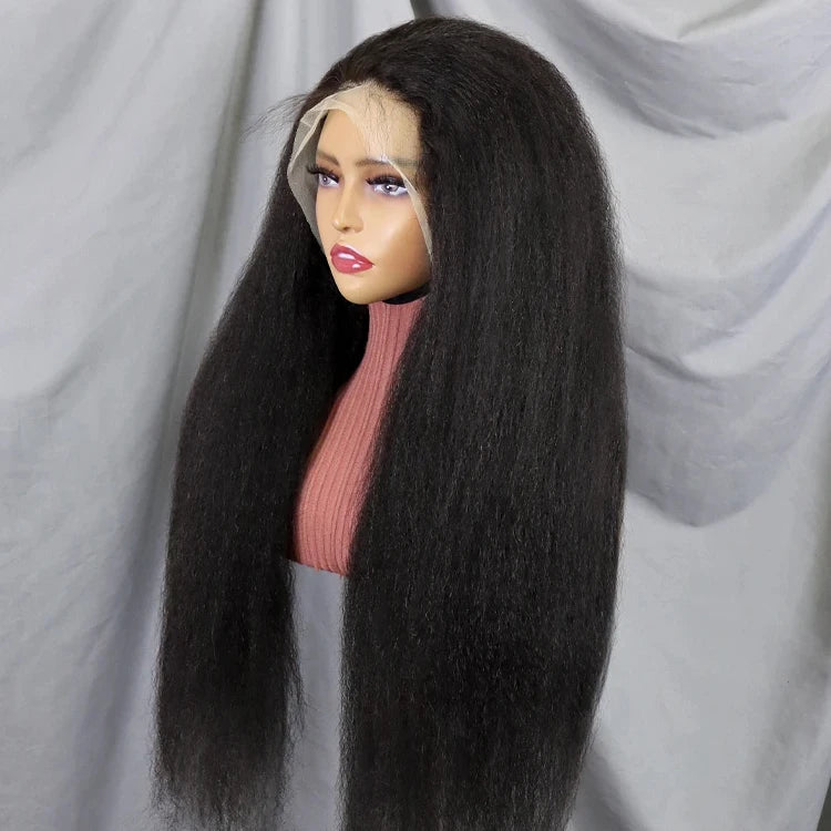 Wholesale Raw Indian Virgin Human Hair Wigs 180 Density Full Lace Frontal Wig Transparent Lace Front Glueless Kinky Straight Wig