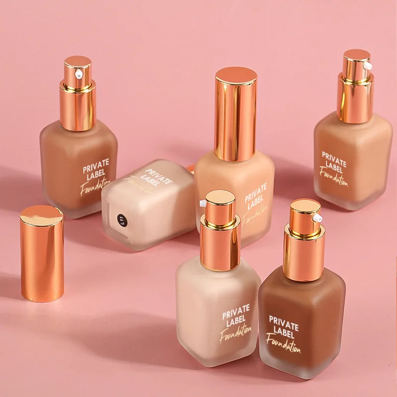 Custom OEM Natural Cosmetics Spf 15 Long Lasting Waterproof Full Coverage Light Weight Private Label Matte Liquid Foundation