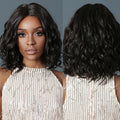 Japan Future Chemical Fiber Black Short Lace Front Synthetic Heat Resistant Wigs Bob Loose Curly Transparent Lace Wig Fiber Hair