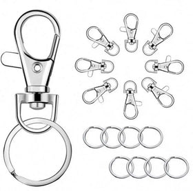 100pcs Lobster Claw Clasp With Keyring Metal Key Chain Alloy Lobster Clasp Swivel Snap Hook Keychain Ring for Jewelry Craft Make