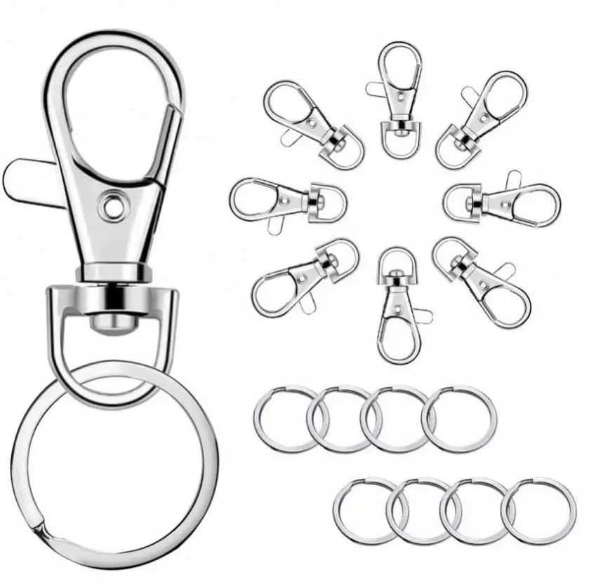 100pcs Lobster Claw Clasp With Keyring Metal Key Chain Alloy Lobster Clasp Swivel Snap Hook Keychain Ring for Jewelry Craft Make