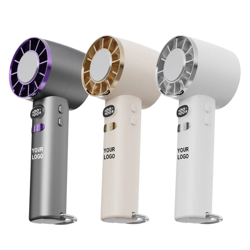 New Portable USB Cooling Fan Cordless Personal Handheld Rechargeable Ice Compress Mini Fan for Home With Display Screen