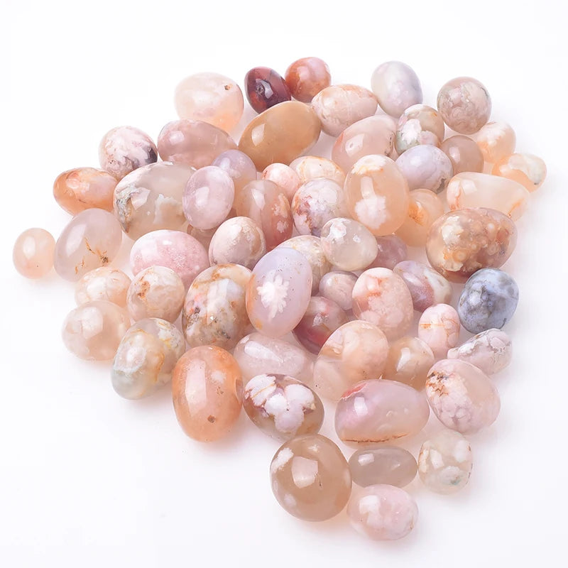 Natural Cherry Blossom Agate Tumbled Polished Stone Crystal Palm Stone Crafted From Old Collections