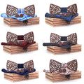Men's Casual Bow Tie Set Embroidered Pattern Wood Hollow-out Design Handkerchief and Cufflinks in Polyester-Cravats