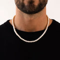 PVD Gold Silver Plated Freshwater Pearl Beads Choker Chain Wholesale Women Men Long Stainless Steel Pearl Necklace 8mm