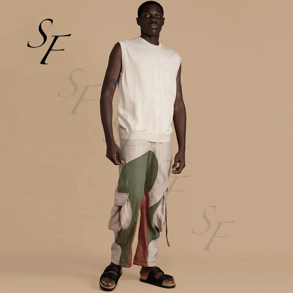 Custom Logo Plus Size Men Polyester Cotton Cargo Pants Men Streetwear Jogger Trousers Baggy Pants for Men
