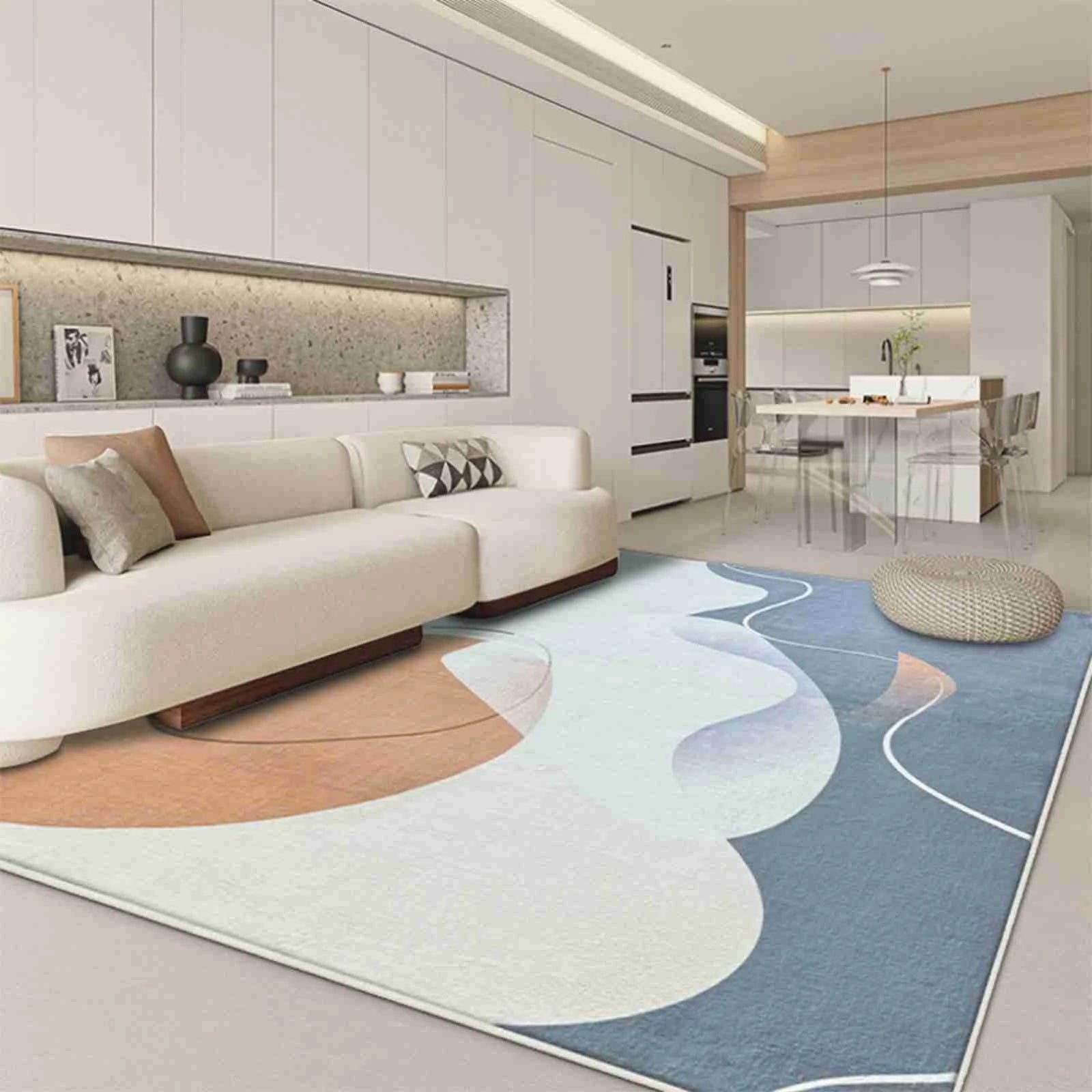 City Modern Vintage Large Carpet for Living Room Faux Cashmere Polyester Machine Made Floral Pattern Home Use