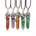 Natural Point Stick Stone Pendants Antique Silver Flower Stone Gemstone Pendant for NECKLACES Jewelry Making