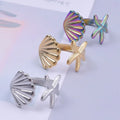 Wholesale 3 Colors Adjustable Stainless Steel Ring Summer Beach Ocean Animal Shell Starfish Open Rings for Women Men
