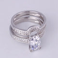Top-Ranking 925 Sterling Silver Classic Wedding Engagement Ring Set for Women with 432pcs Rhinestone Crystal Micro Wax Setting