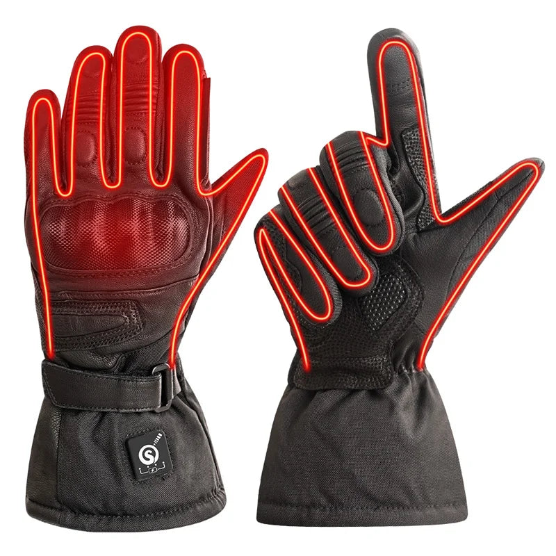 Custom Heated Racing Gloves for Men Women Breathable Rechargeable Leather Motorcycle Gloves for Winter Outdoor Sports Casual