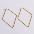 ORDRM Exaggerated Big Women Girl Gold Jewelry Rhombic 18k Gold Plated Stainless Steel Hoop Earrings