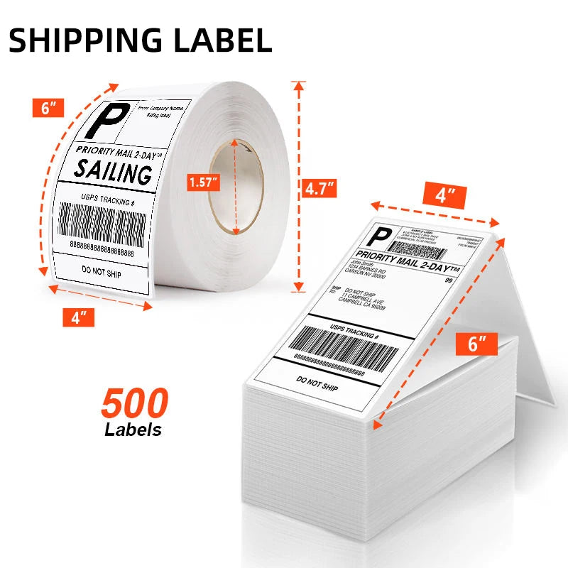 Customizable 4X6 Direct Thermal Folding Packaging Labels Factory Waterproof E-Commerce Logistics Waybills Water Promotions