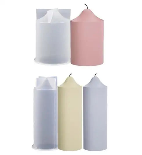 Silicone Cylinder Candle Molds for 3D Pillar Candles DIY Soap Making with Epoxy Resin Casting Cake Tools