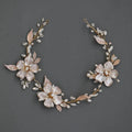 SLBRIDAL Ins Style Rhinestones Opal Crystal Freshwater Pearl Alloy Flower Wedding Headband Bridal Bridesmaids Women Hair Jewelry
