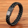 2025 Classic Men's Hand-Knitted Leather Bracelet Simple Style Magnetic Clasp Stainless Steel Fashion Charm Gift Idea
