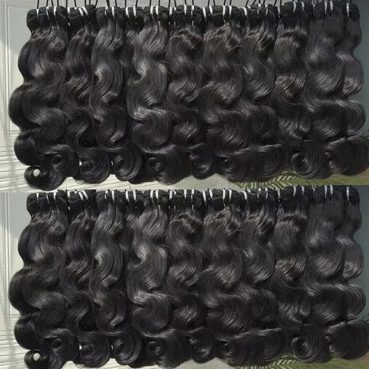 Wholesale Raw Human Hair Raw Unprocessed Human Hair Bundles 12A Body Wave Machine Double Drawn Weft Extensions All Colors