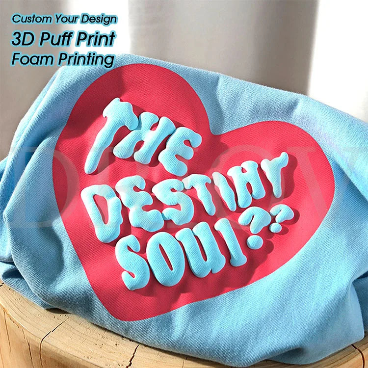 Oem Tee Shirt 100% Cotton Plain Oversized Men's T-shirts Heavy Weight Tshirts Custom Foam 3d Screen Logo Men Puff Print T Shirt