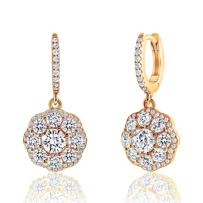 Graceful 925 Silver Sterling Diamond Earrings Dangle 5a Zircon Drop 18k Gold Plated Hoop Huggie Earrings Women Jewelry Gift