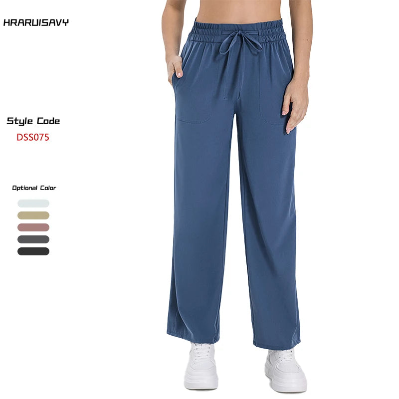2024 New Skinny High-waisted Casual Sweatpants Women Stretch Drawstring Waisted Loose Straight Pants Cool Feeling Sweatpants