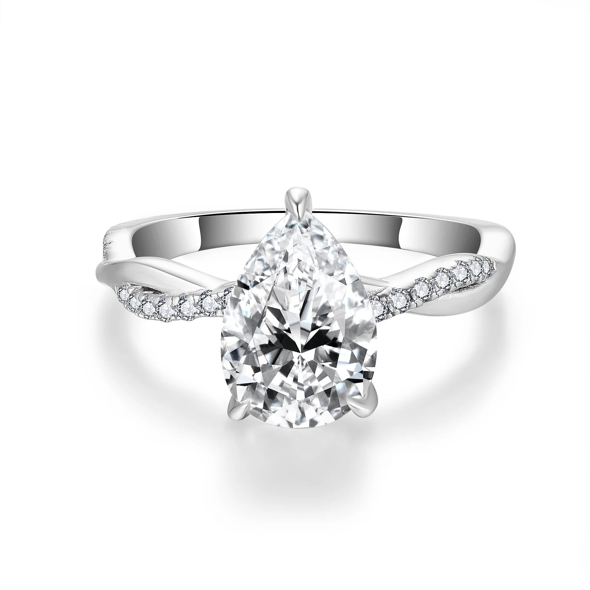 Ruizuan 2 Carat Moissanite Gemstone Ring 925 Sterling Silver Anxiety Branch Cross with Water Drop Certified by GRA