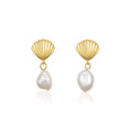 Irregular Natural Pearl Gold Plating Shell 925 Sterling Silver Dangling Earrings for Women Elegant Statement Jewelry