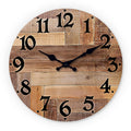 12-Inch Rustic Vintage Faux Wood MDF Wooden Wall Clock Mute Quartz Hanging Clock Customizable Decor for Living Room