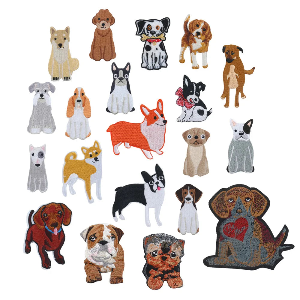 Factory Custom Made Cute Pet Dog Design Iron on Embroidered Patches for Clothes