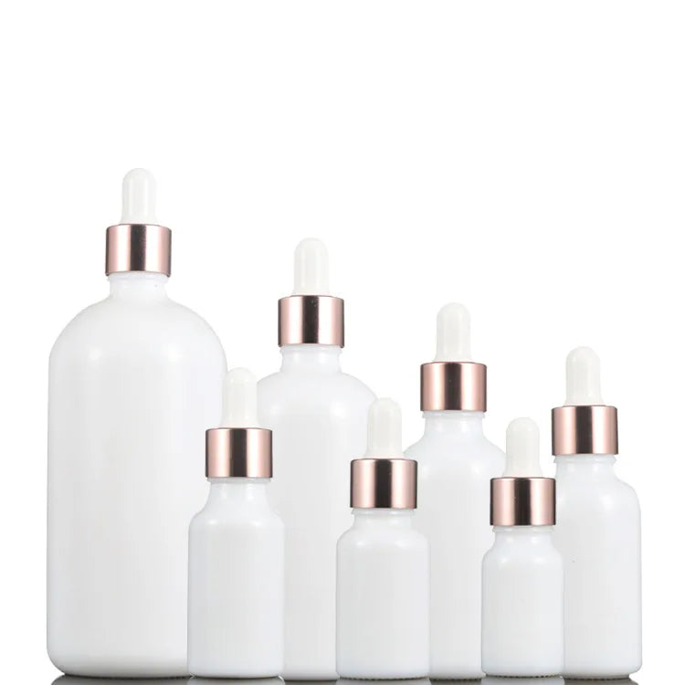 Wholesale Stock 10ml 15ml 20ml 30ml 50ml 100ml White Round Glass Essential Oil Dropper Bottle