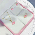 Dreamy Pink Love Little Princess Set 5-7mm AAAA Grade Gold Plated White Freshwater Pearl Trendy 40cm Jewelry Set Necklace Ring