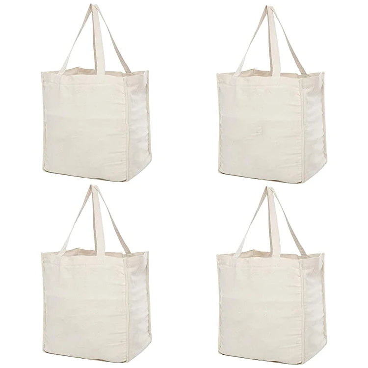Large Reusable Custom logo Reusable Plain Eco Friendly Reusable Organic Durable Cheap Tote Shopping Blank Cotton Tote Bags