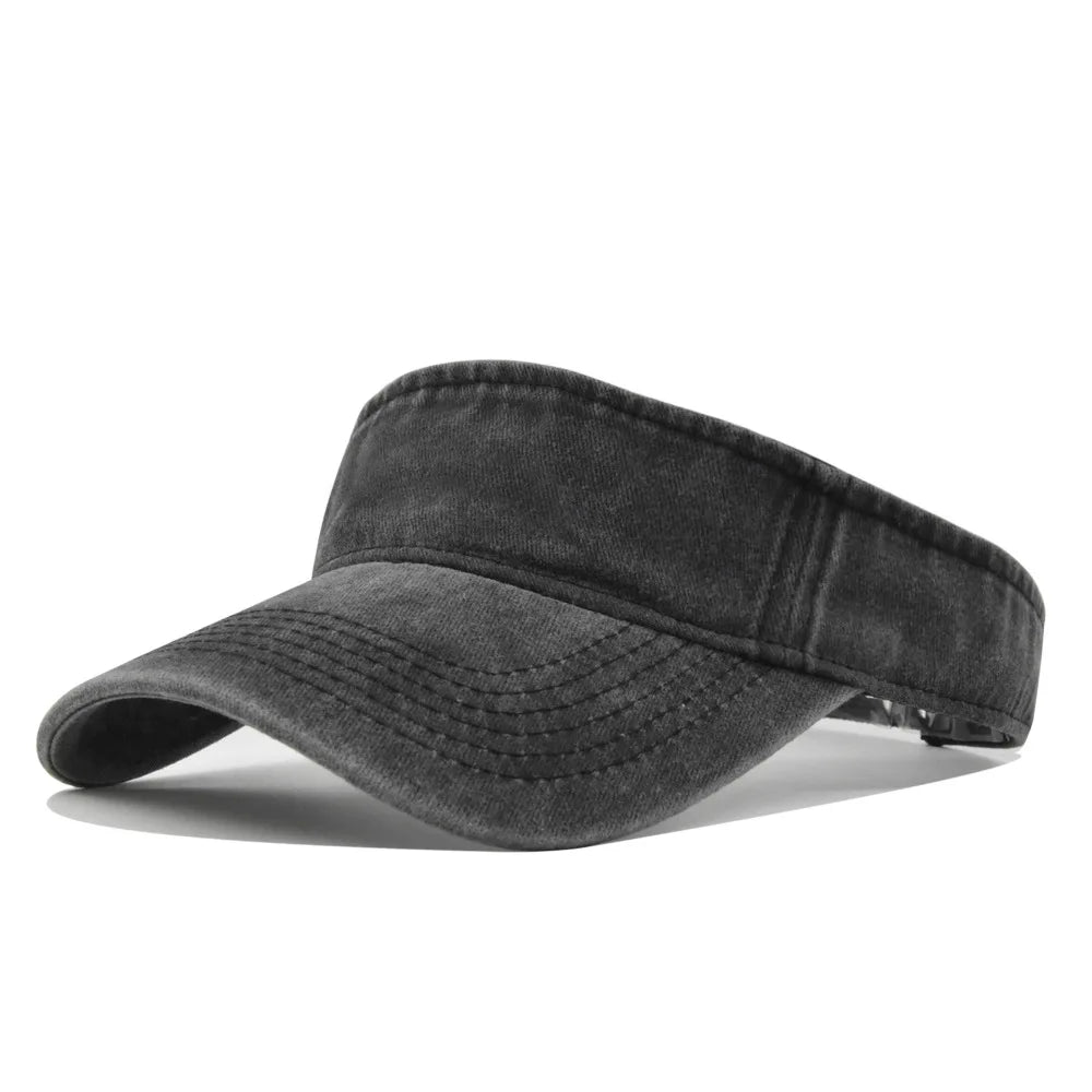 Vintage Open Crown Ponytail Baseball Cap Faded Cotton Golf Hat Summer Visor Sun Tennis Hat