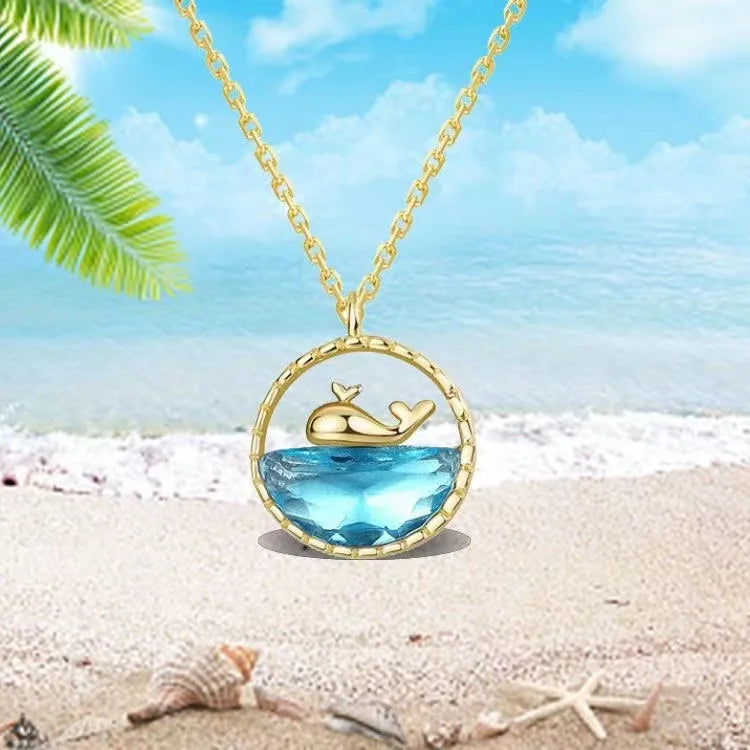 Waterproof Stainless Steel Gold and Silver Lady Temperament Versatile Cute Anti-Allergy Whale Pendant Necklace