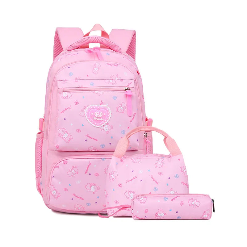 Trending High Quality Student Backpack and Lunch Bag Set Women's New Design Cute 3pcs School Backpack Set for Girls