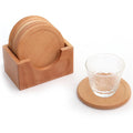 Handcrafted Vintage 6pcs Set Beech Wood Eco-Friendly 9mm Thick Coasters Custom Logo Engraved Tea Coffee Beer Drink Mats Pads