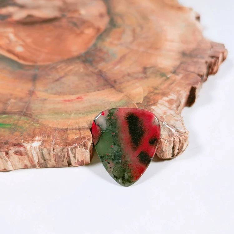 DIY Custom Logo Music Instruments Accessories African Blood Stone Gemstone Guitar Picks Colorful