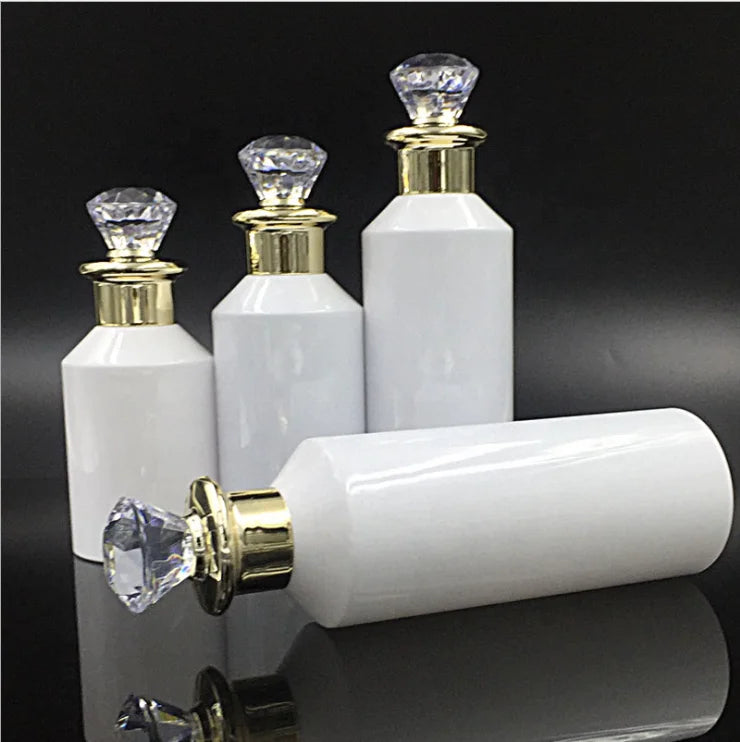 High End 100ml 300ml 400ml 500ml PET Boston Round Skin Care Serum Pump Bottle Acrylic Lid Screen Printed Big Volume Screw Cap