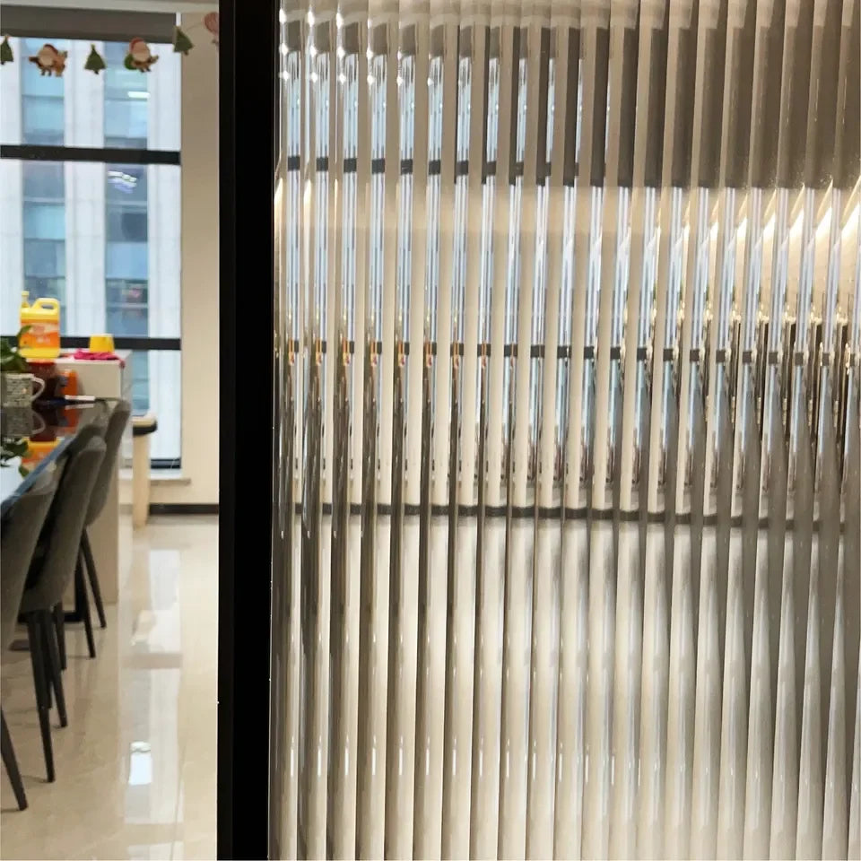 Privacy protection Fluted Glass Film Self Adhesive UV Cut Sticker Reeded Glass Window Film