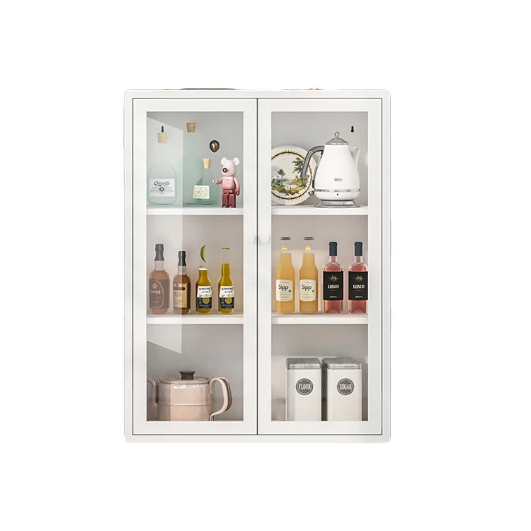 Metal Storage Cabinet With Glass Door Small 3 Tier Multi Usage DVD Cabinet for Home