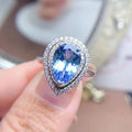 Hot Popular 925 Sterling Silver Anti Tarnish Overlay Rings Natural Topaz Stone Oval Cut Diamond Classic for Weddings Parties