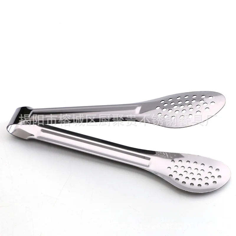 Multi-purpose 9-Inch Stainless Steel Food Tongs Perforated Kitchen Tongs for Cooking Grilling Salad and Buffet