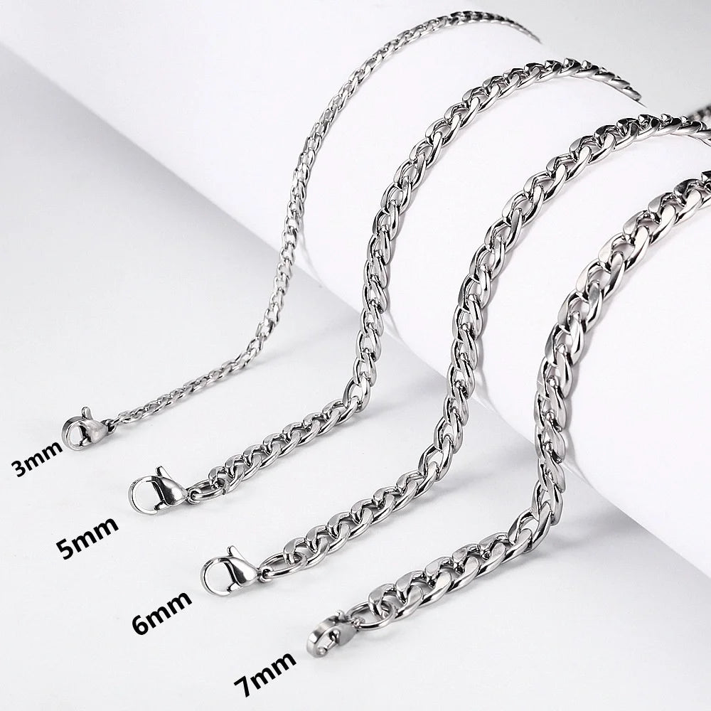 Fashion Titanium Stainless Steel Cuban Chain Necklace Hip Hop Necklaces Jewelry