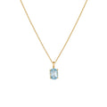 Fashion Sky Blue Topaz Pendant Necklace Women 18K Gold Plated 925 Sterling Silver Chain Zircon Natural Stone Necklace Jewelry